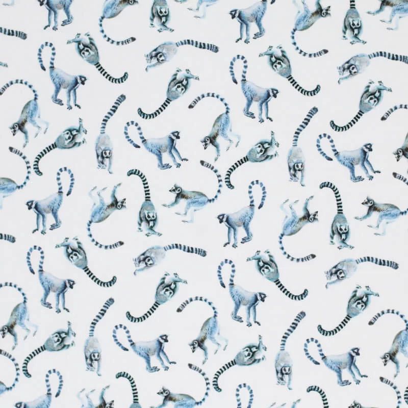 Jersey Cotton Fabric Digital Print - Lemur Monkey